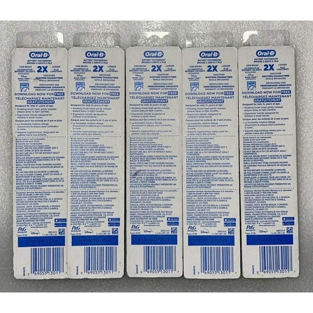 Oral-B The Mandalorian Children's Electric Battery-Powered Toothbrushes Lot of 5